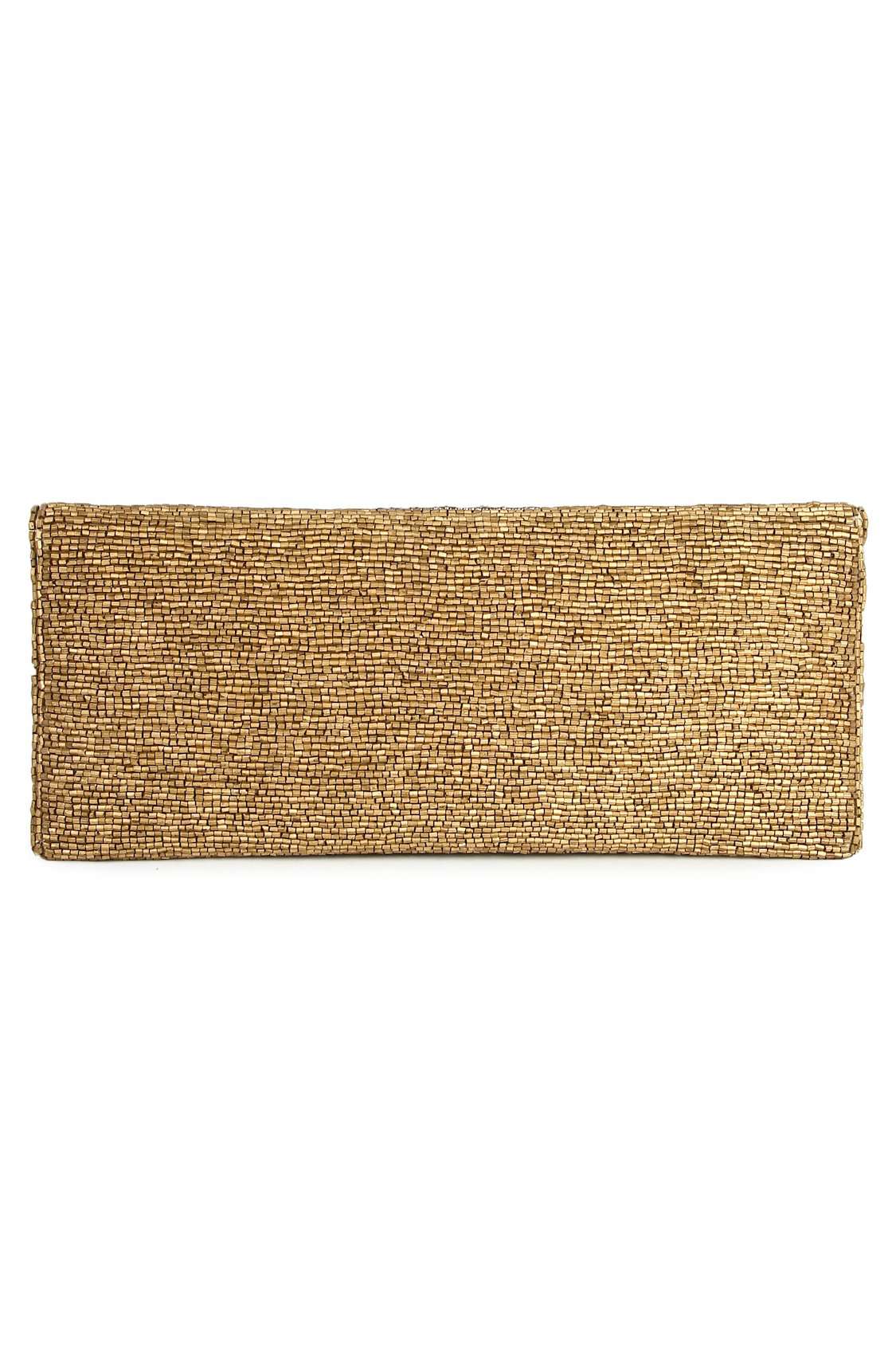 Sadie Gold Hand Embroidered Clutch Bag
