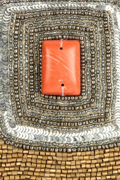 Sadie Gold Hand Embroidered Clutch Bag