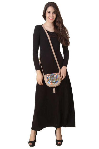 Vanessa Beige Suede Leather Cross Over Bag