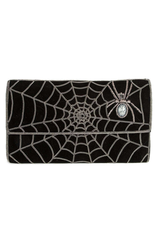 Lillian Black Spider Web Clutch Bag