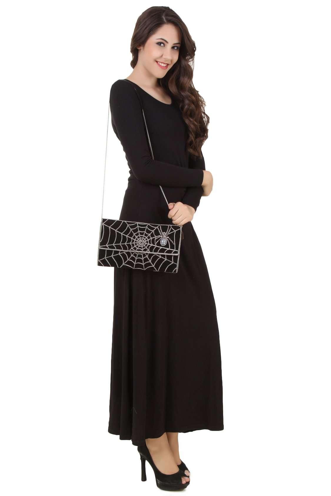 Lillian Black Spider Web Clutch Bag
