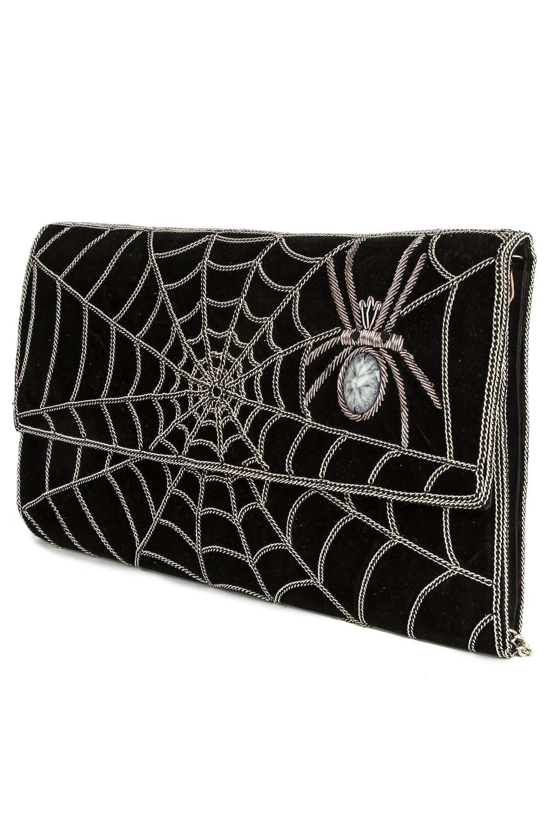 Lillian Black Spider Web Clutch Bag