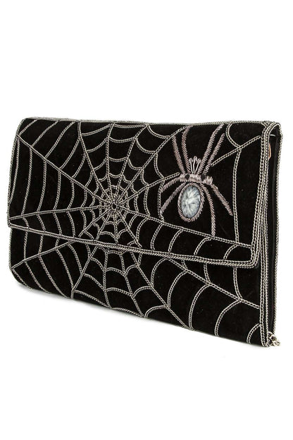 Lillian Black Spider Web Clutch Bag