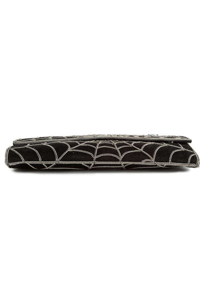 Lillian Black Spider Web Clutch Bag