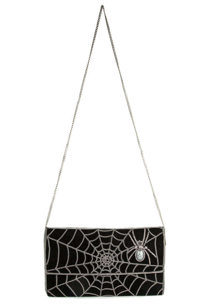 Lillian Black Spider Web Clutch Bag