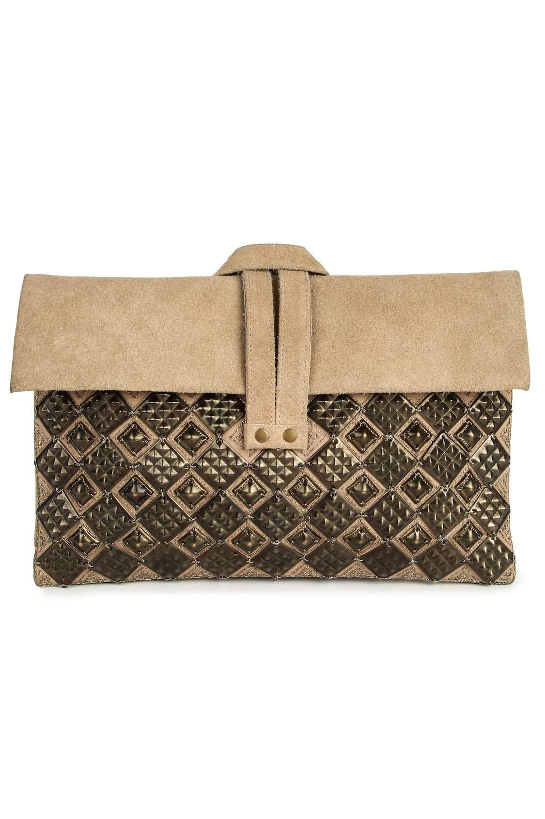 Maria Suede Hand Embroidered Wristlet Style Bag