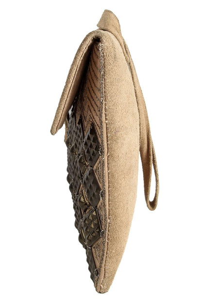 Maria Suede Hand Embroidered Wristlet Style Bag