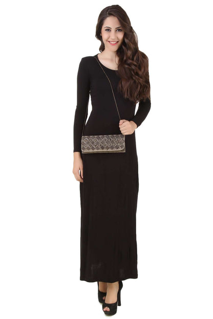 Evelyn Silver Antique Clutch Hand Bag