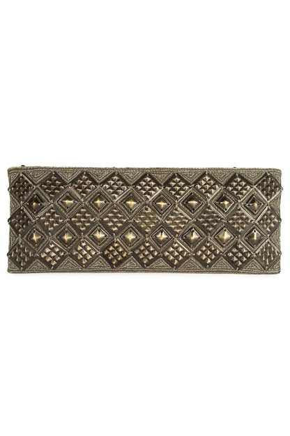 Evelyn Silver Antique Clutch Hand Bag