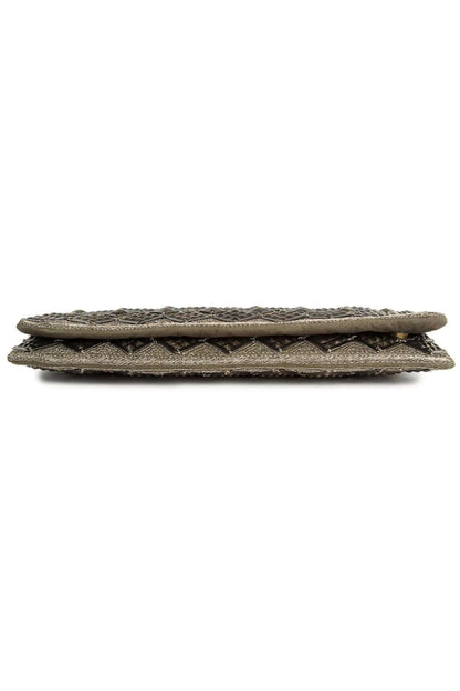 Evelyn Silver Antique Clutch Hand Bag