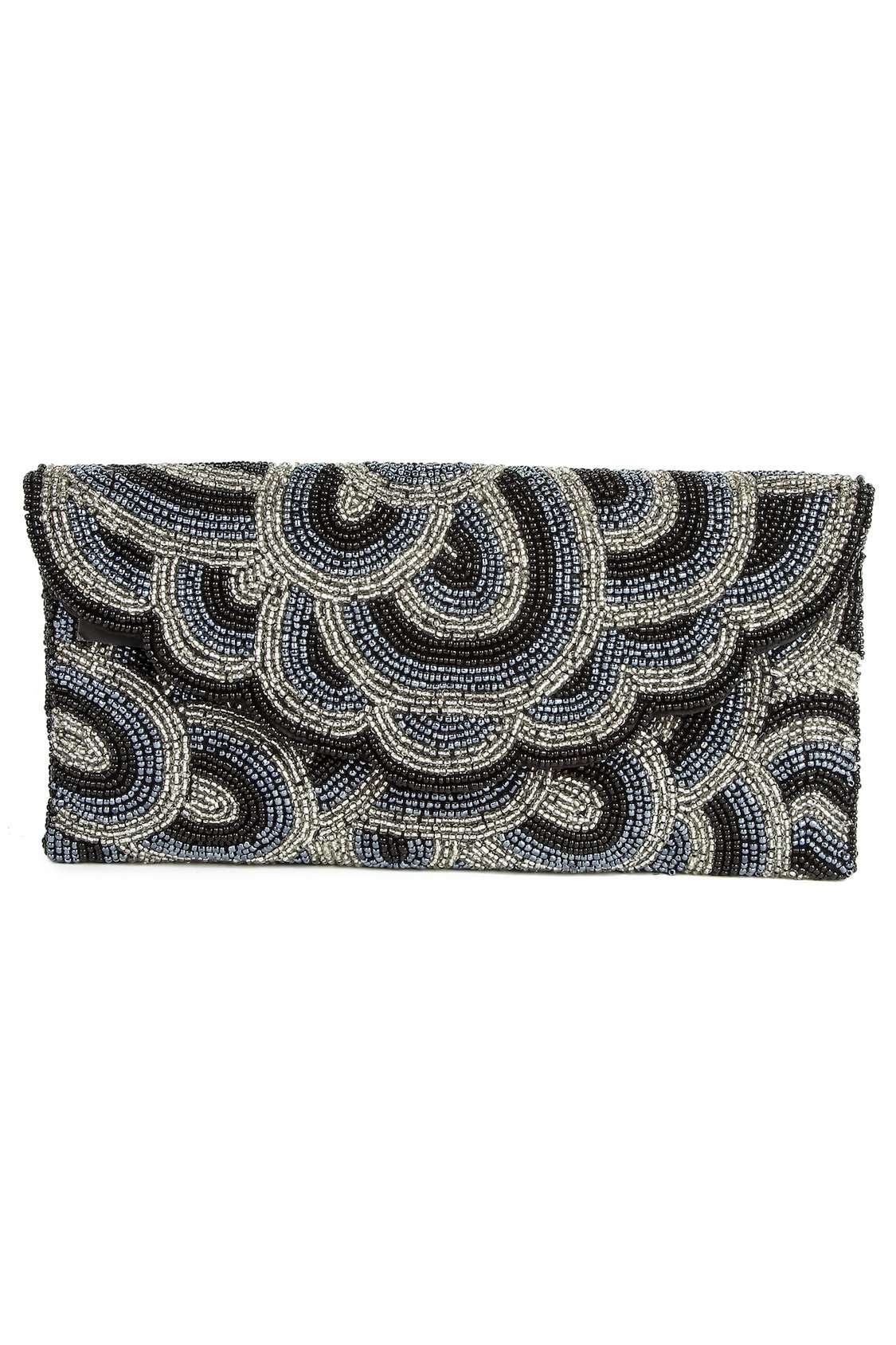 Victoria Silver Grey Beaded Hand Clutch