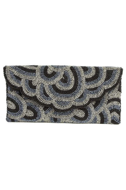 Victoria Silver Grey Beaded Hand Clutch