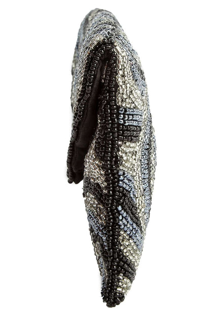Victoria Silver Grey Beaded Hand Clutch