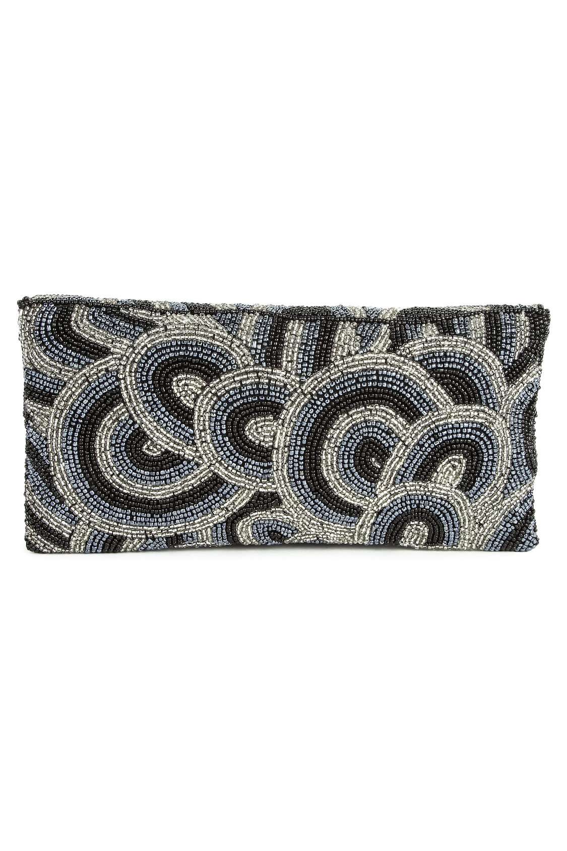 Victoria Silver Grey Beaded Hand Clutch