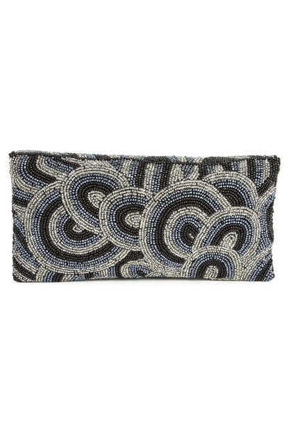 Victoria Silver Grey Beaded Hand Clutch
