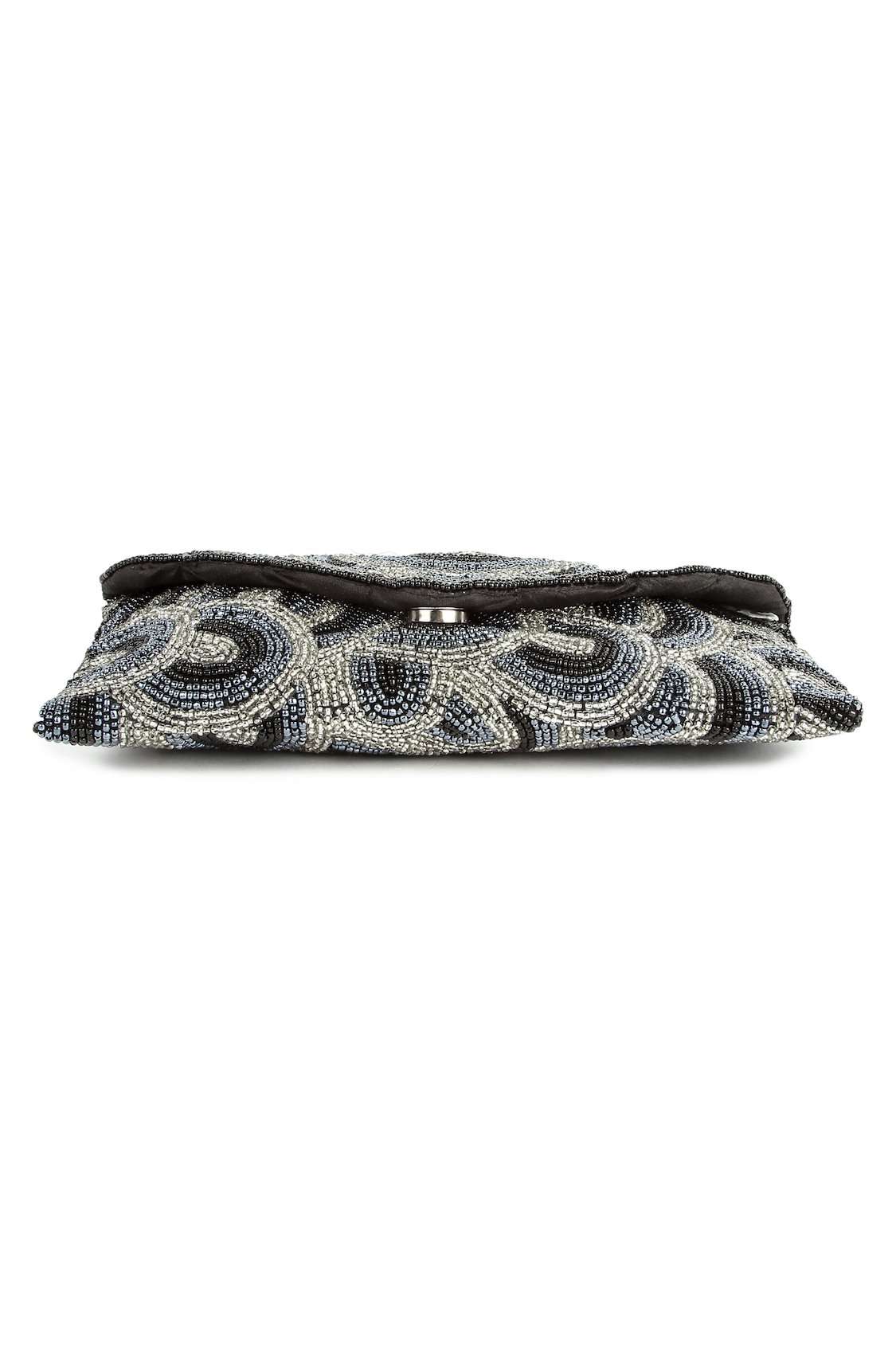 Victoria Silver Grey Beaded Hand Clutch