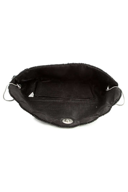 Victoria Silver Grey Beaded Hand Clutch