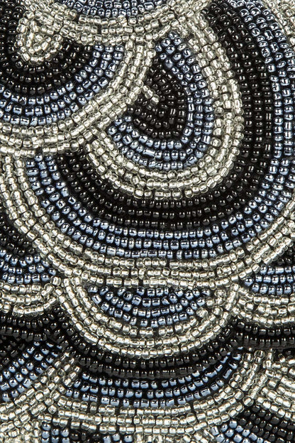 Victoria Silver Grey Beaded Hand Clutch