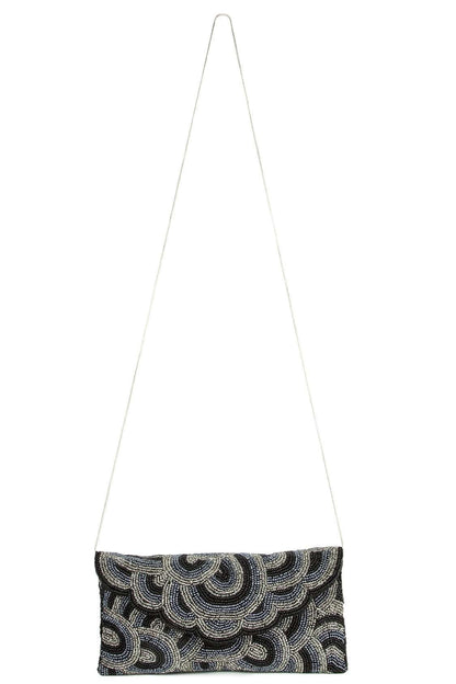 Victoria Silver Grey Beaded Hand Clutch