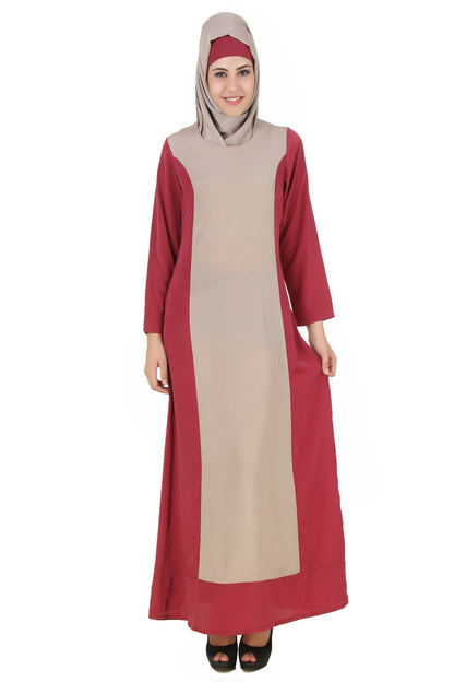 Arshi Slim Look Rose Pink & Warm Grey Abaya