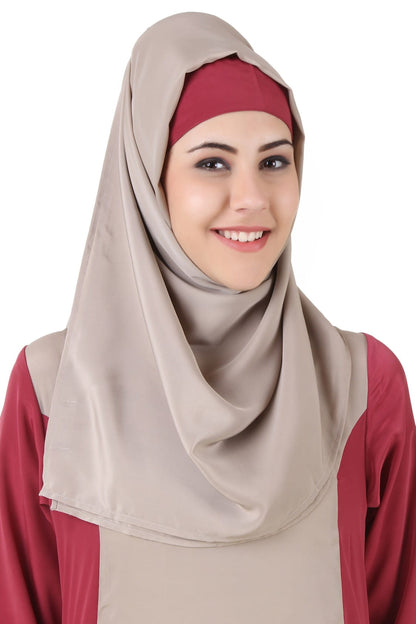 Arshi Slim Look Rose Pink & Warm Grey Abaya