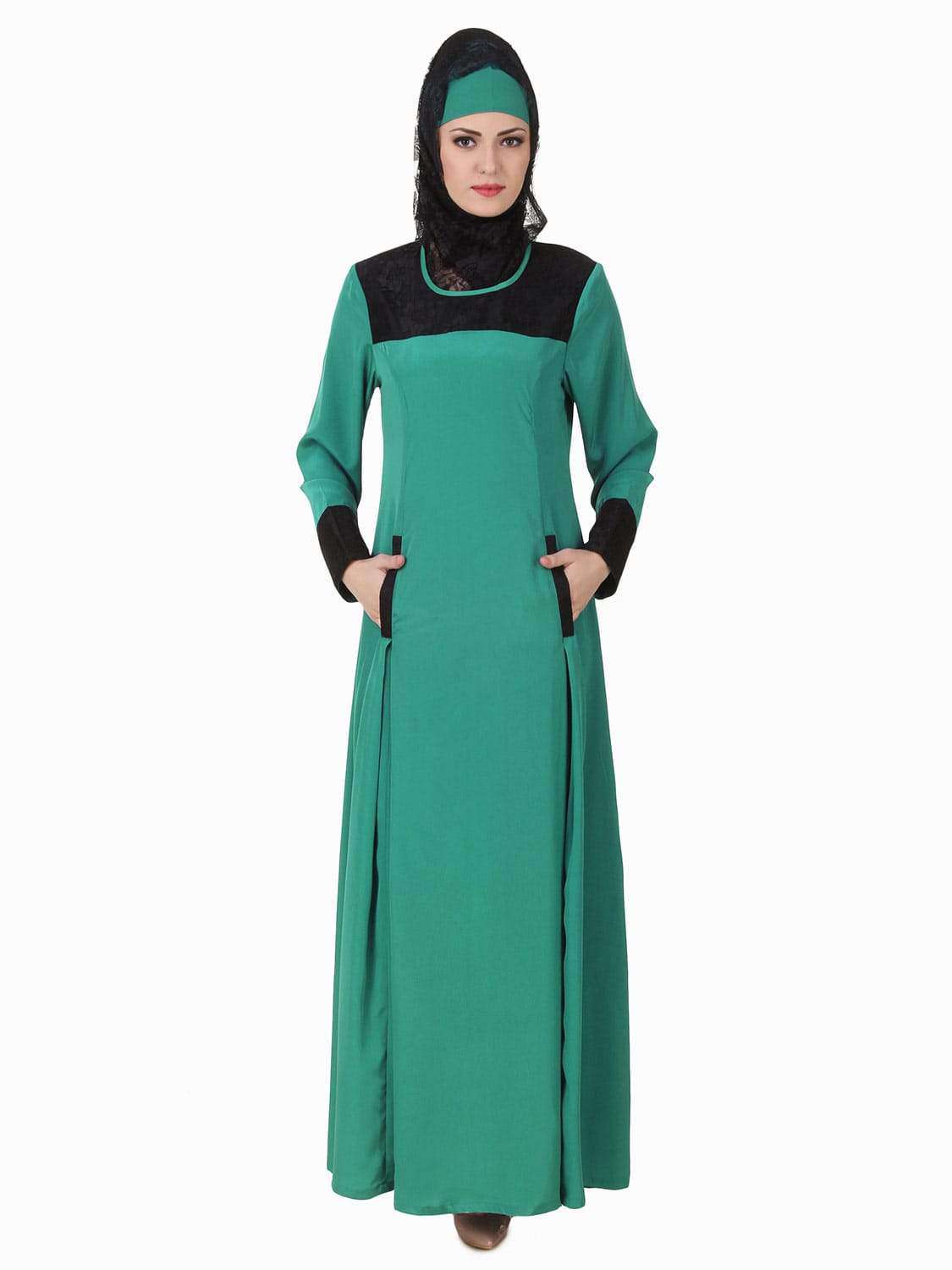 Rihab Crepe Bottle Green Abaya