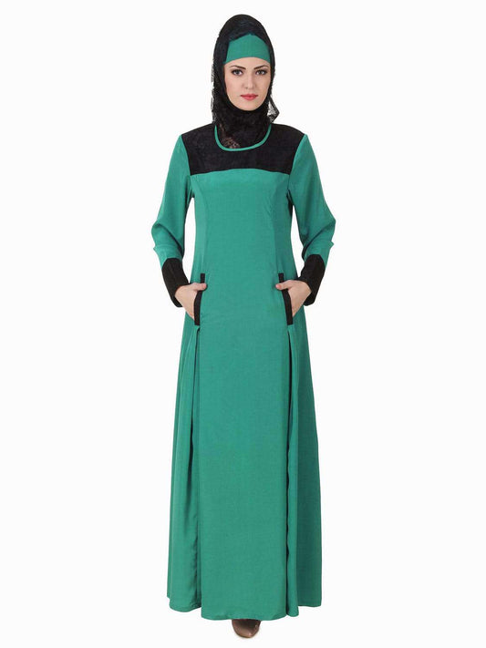Rihab Crepe Bottle Green Abaya