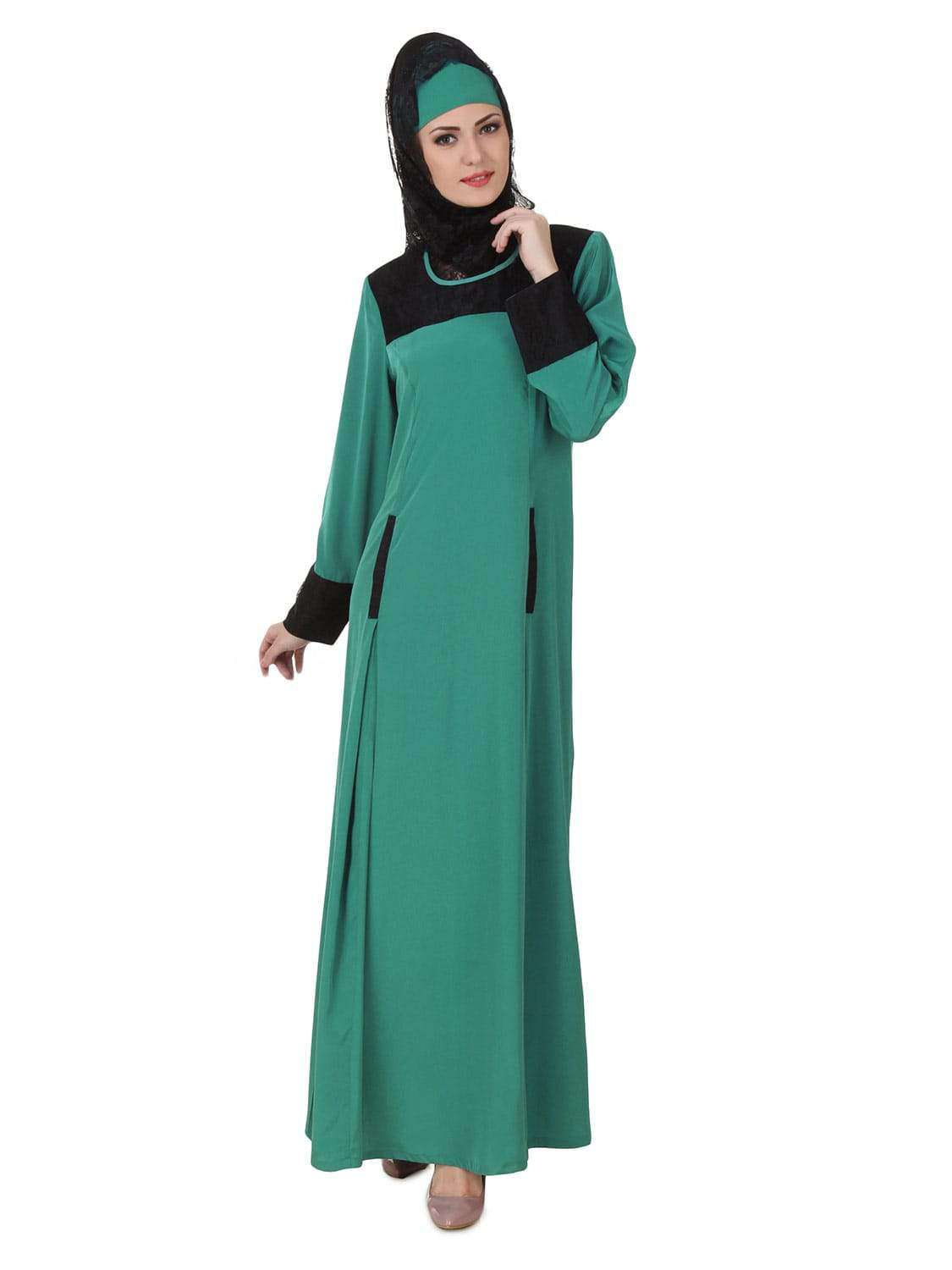 Rihab Crepe Bottle Green Abaya