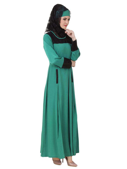 Rihab Crepe Bottle Green Abaya