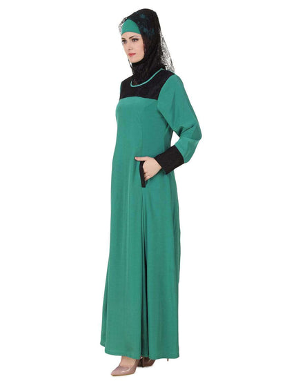 Rihab Crepe Bottle Green Abaya