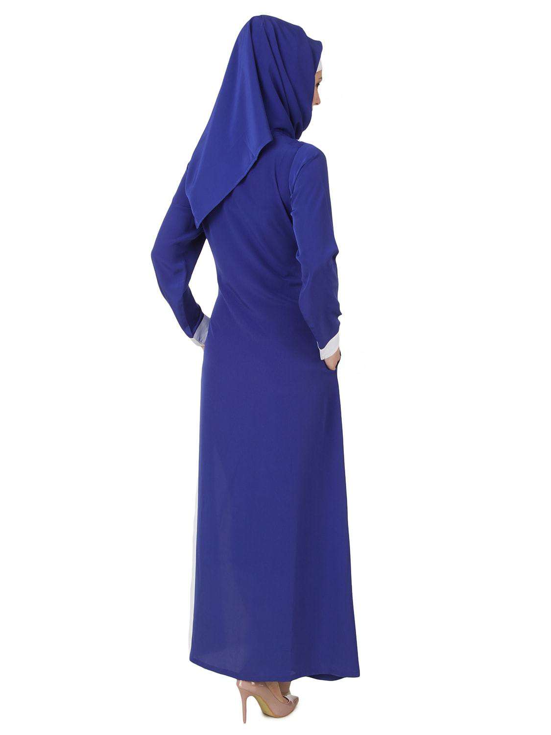 Asbah Royal Blue & White Abaya Back 2