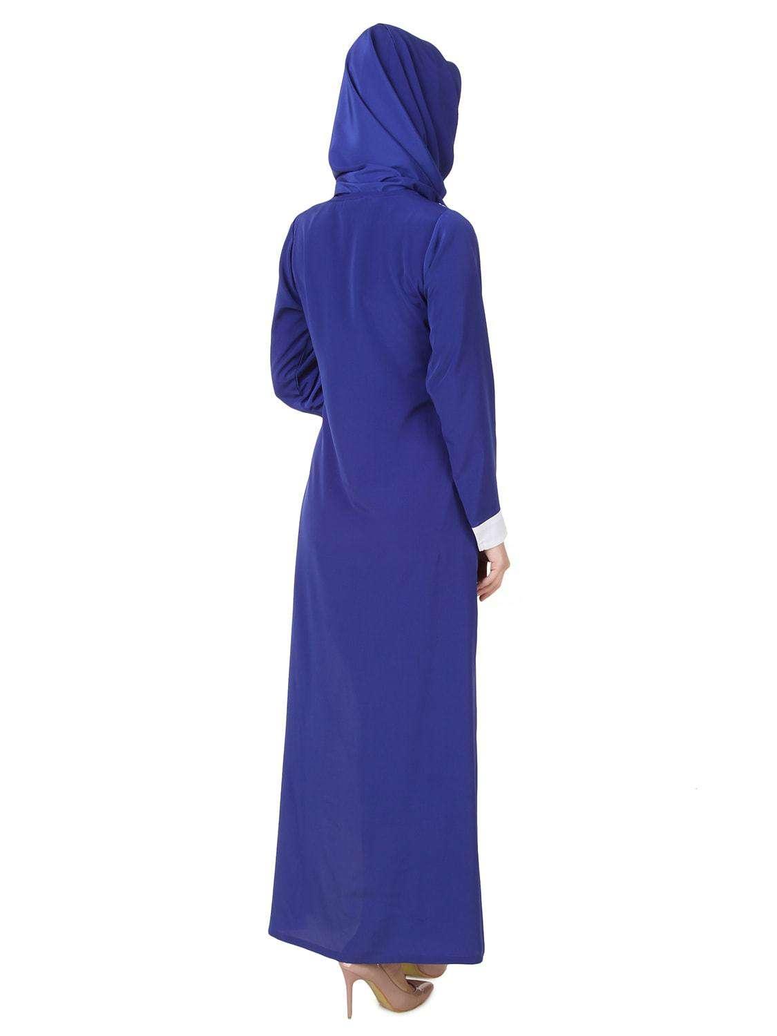 Asbah Royal Blue & White Abaya Back
