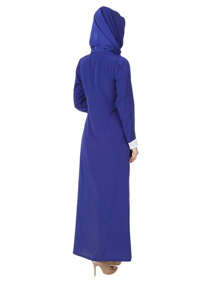 Asbah Royal Blue & White Abaya Back