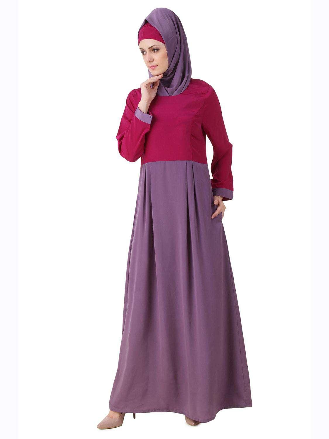Wabisa Crepe Magenta & Purple Abaya