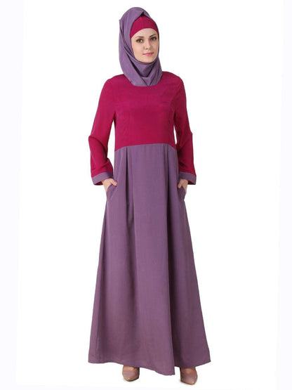 Wabisa Crepe Magenta & Purple Abaya