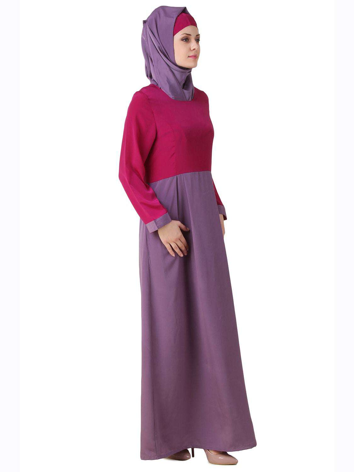Wabisa Crepe Magenta & Purple Abaya