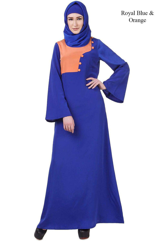 Enisa Abaya Royal Blue & Orange