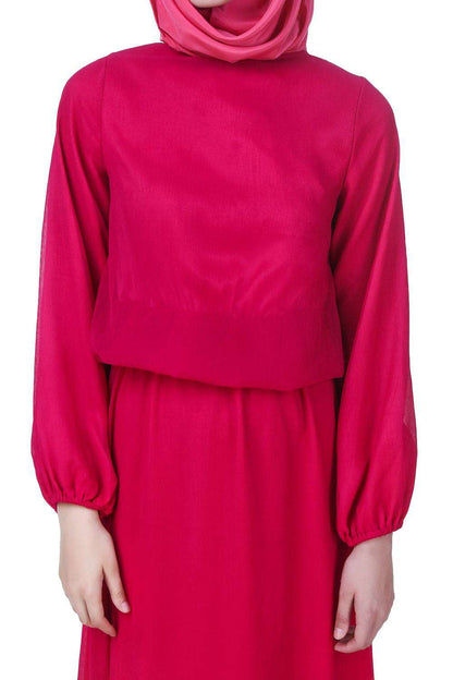 Magenta Dual Layer Chiffon and Satin Abaya Design
