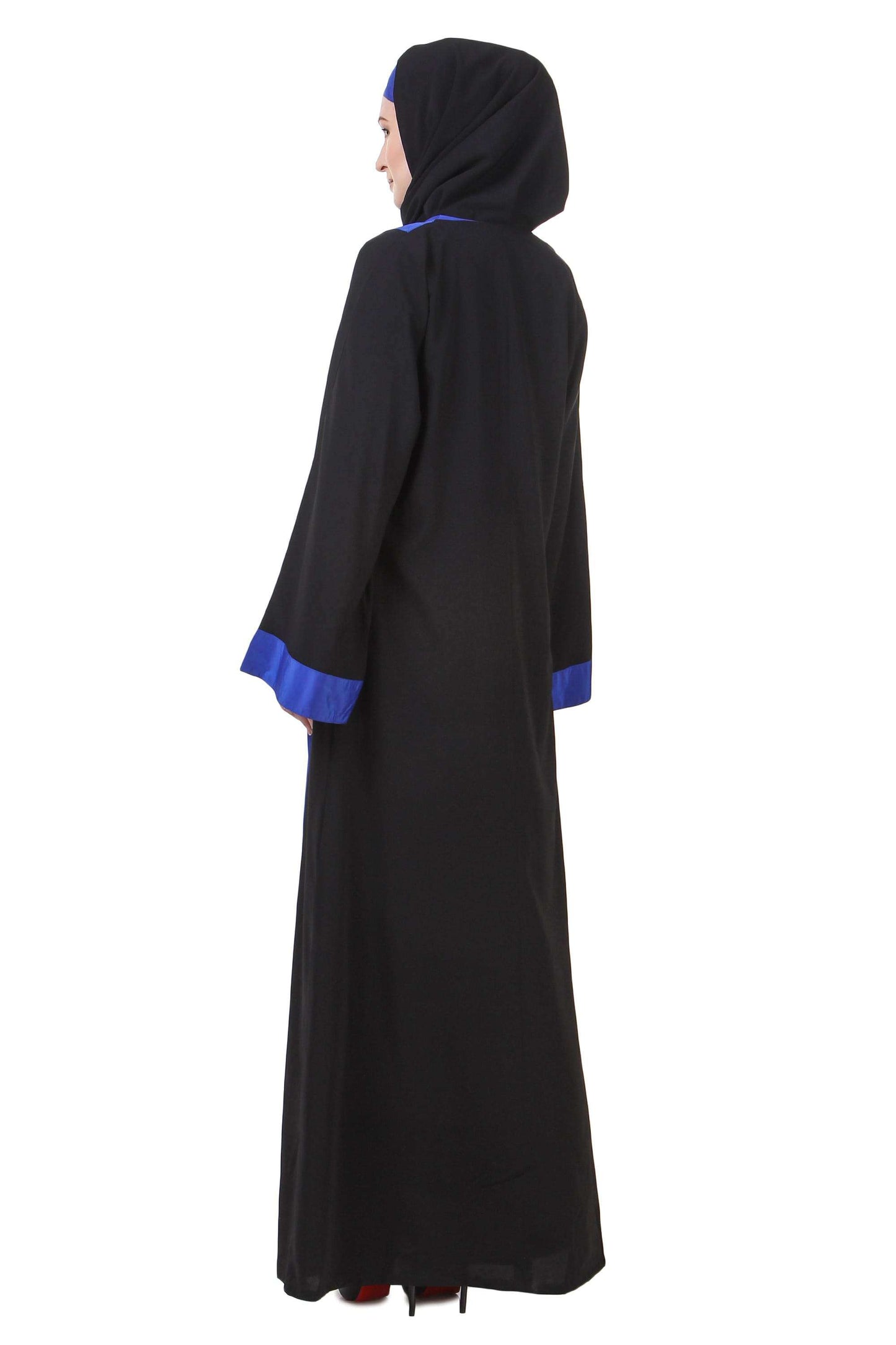 Black & Royal Blue Nida Abaya Back
