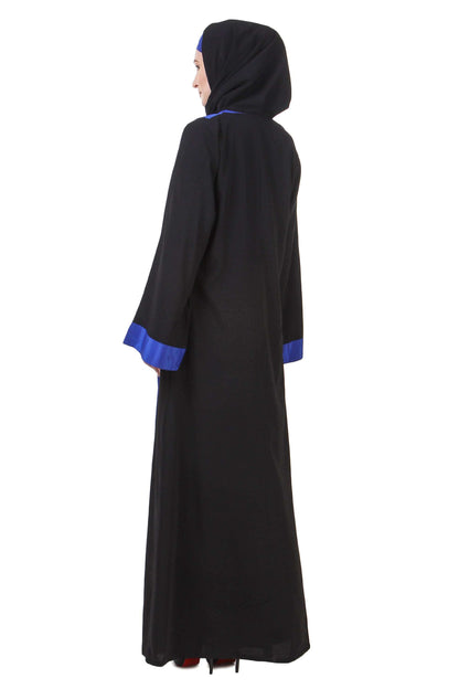 Black & Royal Blue Nida Abaya Back