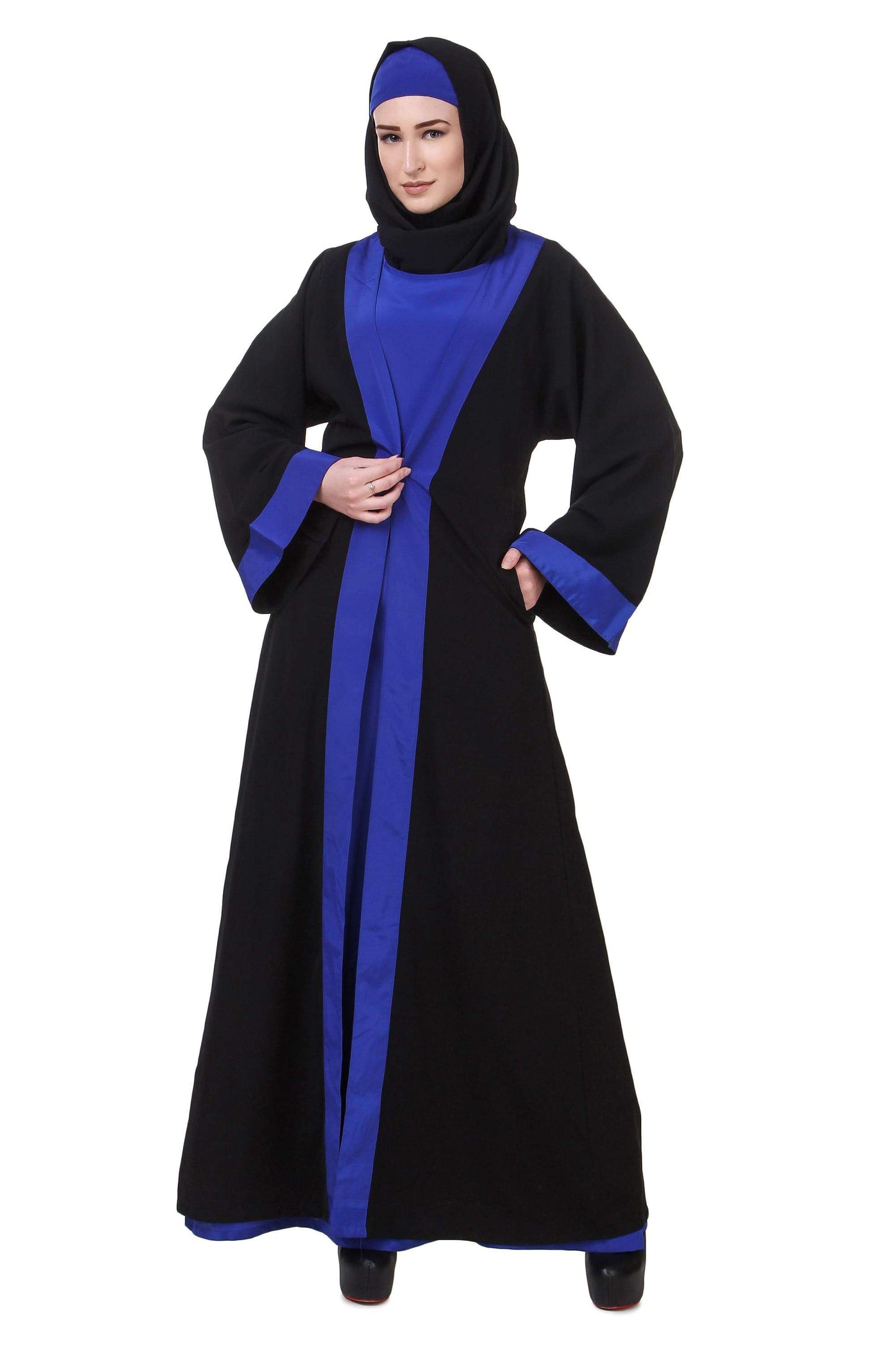 Black & Royal Blue Nida Abaya