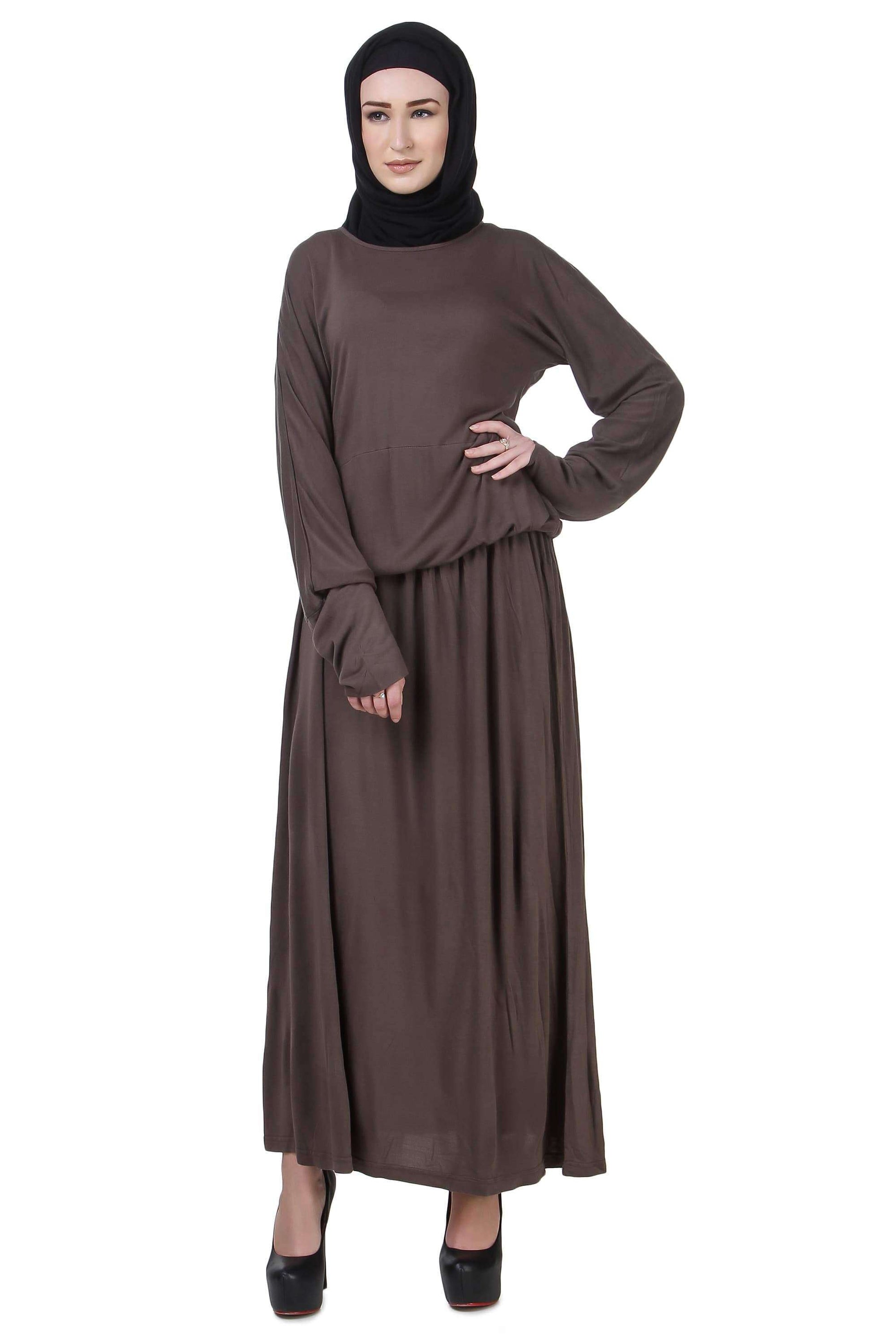 Charcoal Blouson Ruched Abaya