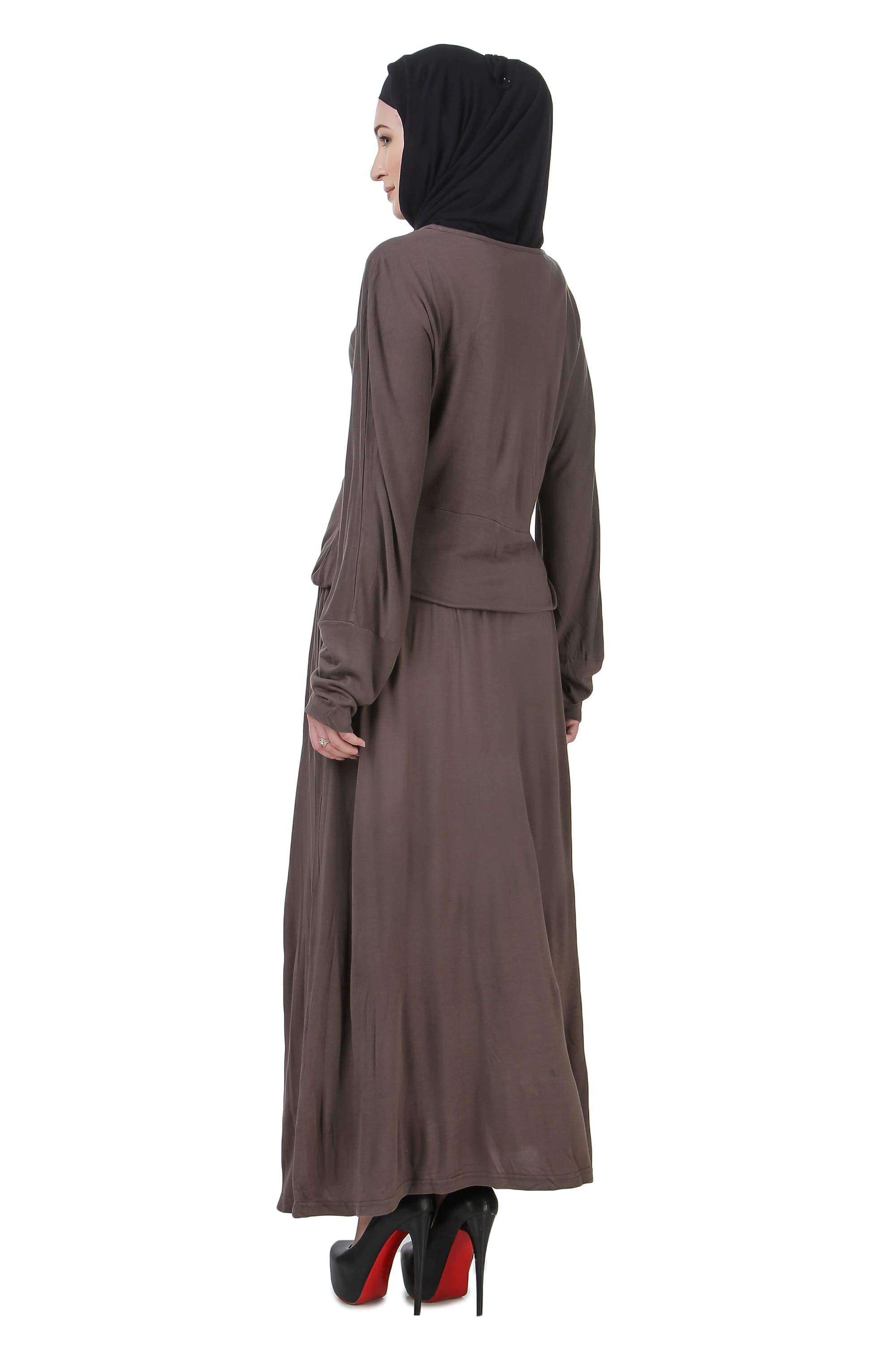 Charcoal Blouson Ruched Abaya Back