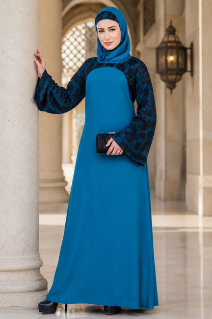 Black Front Open Embroidered Abaya for Muslim Women with Elegant Sleeve Embroidery, Modest Islamic Wear for Everyday and Occasion Wear in India