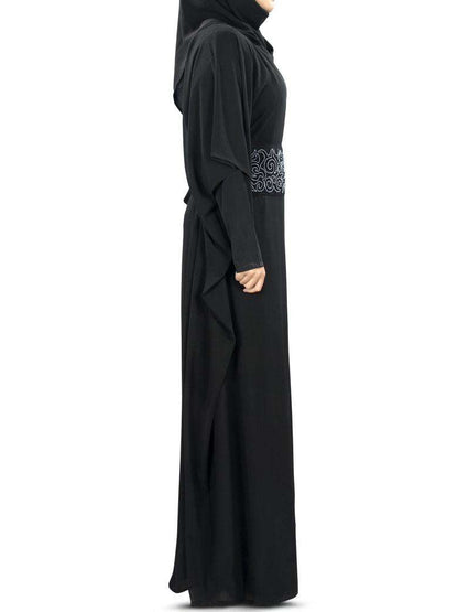 Anum Hand Embroidered Black Georgette Kaftan (Without Inner)