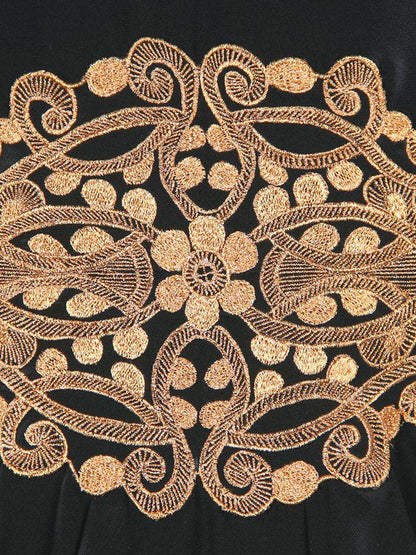 Amara Copper Embroidered Black Georgette Kaftan (Without Inner)