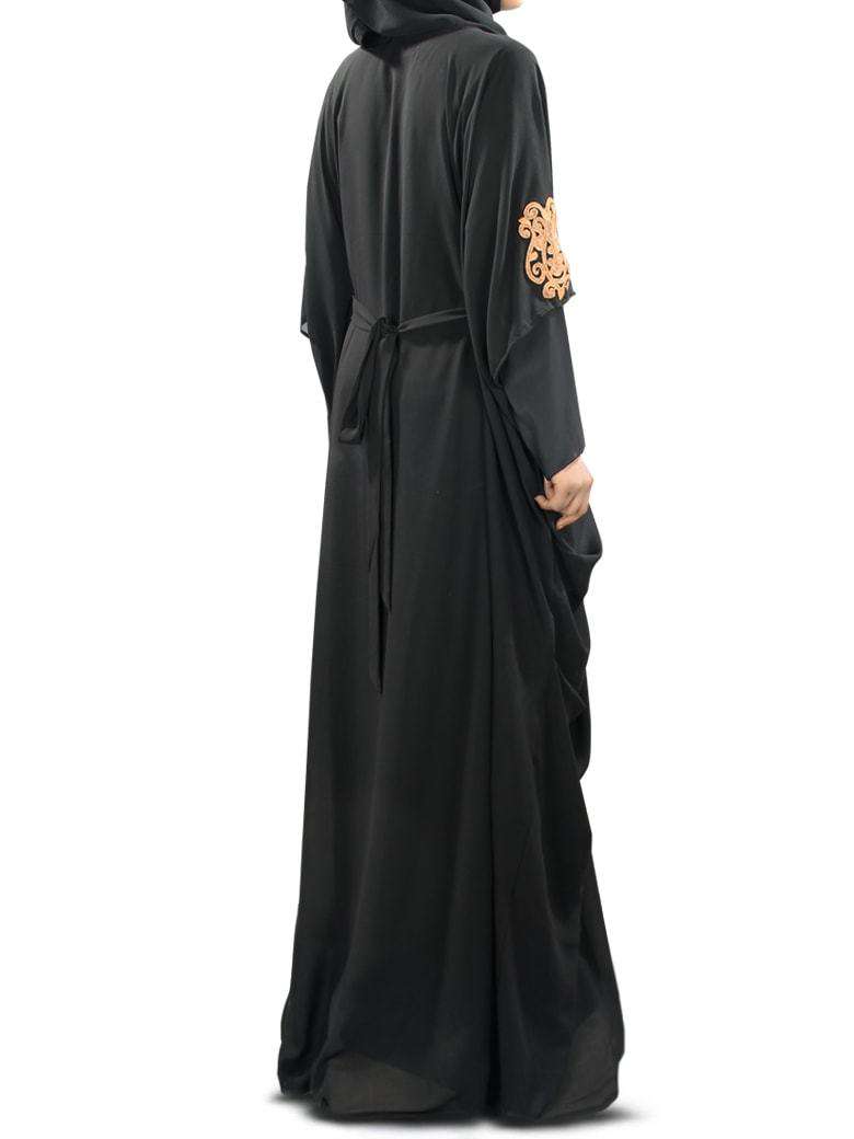 Amara Copper Embroidered Black Georgette Kaftan (Without Inner)