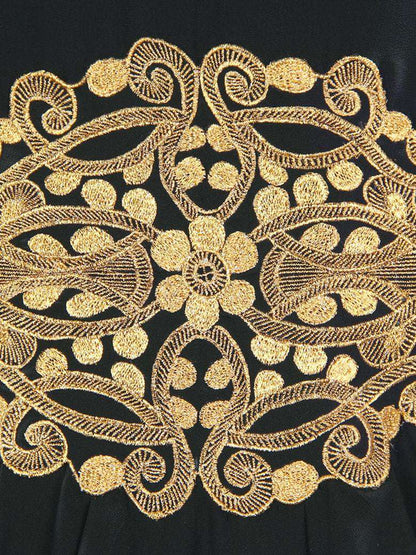 Amara Gold Embroidered Black Georgette Kaftan (Without Inner)