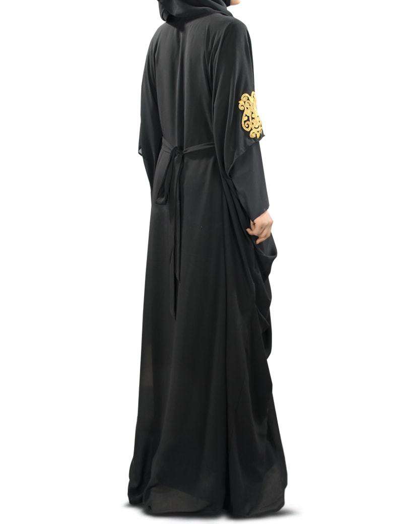Amara Gold Embroidered Black Georgette Kaftan (Without Inner)