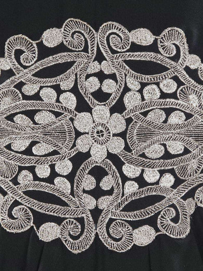 Amara Silver Embroidered Black Georgette Kaftan (Without Inner)